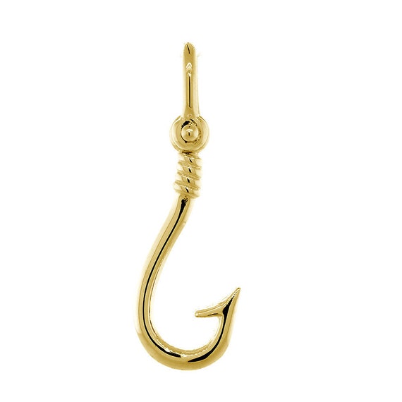 20mm Fishermans Barbed Hook and Knot Fishing Charm in 14k Yellow Gold -   Canada