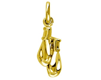 Solid Boxing Gloves Charm with Two Gloves in 14k Yellow Gold