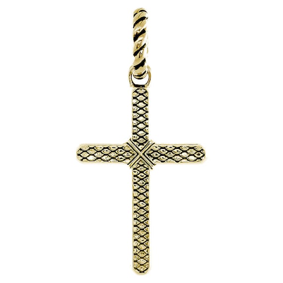 Extra Large Hardcore Metal Snake Skin Texture Cross Pendant in 14k