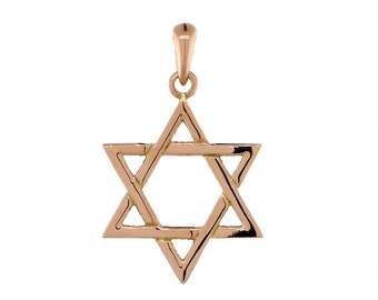 17mm Thin Jewish Star of David Charm in 14k Pink, Rose Gold