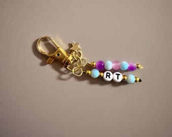 Portachiavi con spilla personalizzabile e perline, regalo personalizzato