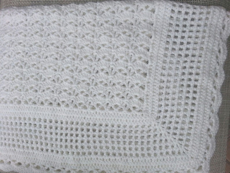 White Vintage Style Crochet Christening Baptism Baby Blanket - Etsy