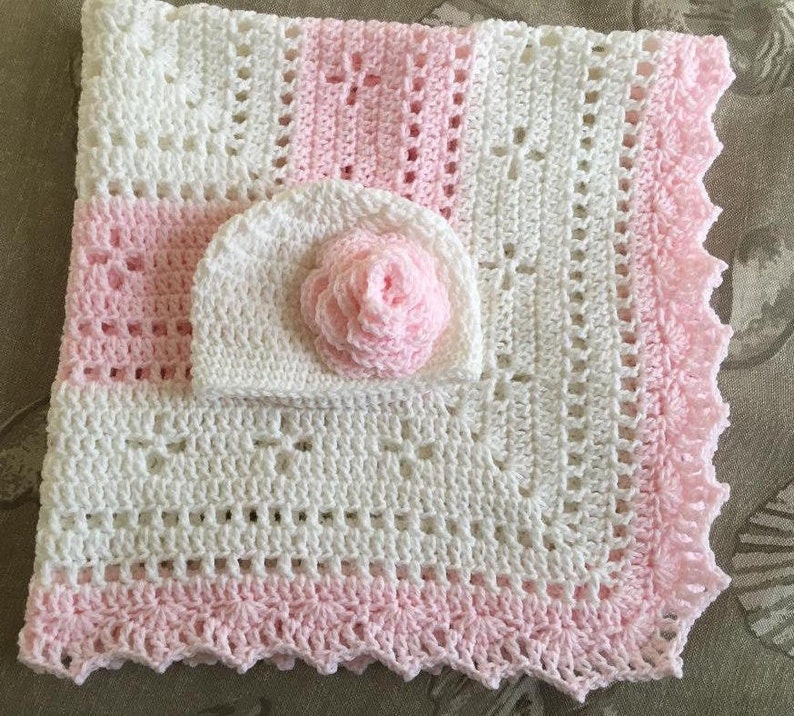 Handmade crochet baby girl pink blanket what