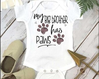 Unisex baby one piece T-shirt size Newborn 'My big brother has paws'