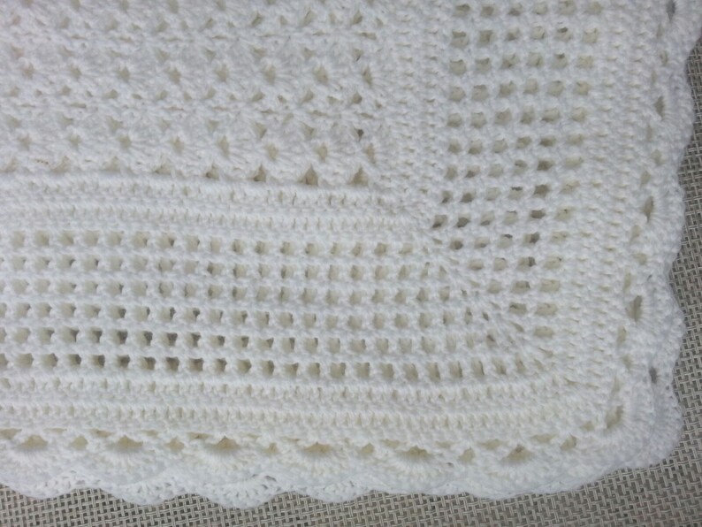White Vintage Style Crochet Christening Baptism Baby Blanket Etsy