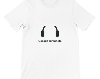 T-shirt Casque sur la tête je recharge mes batteries, cadeau autiste ou sensible au bruit, neuroatypique, t-shirt unisexe coton doux
