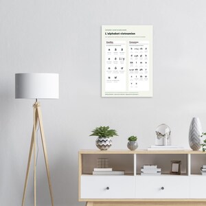 Vietnamese Alphabet Chart Poster, French Edition, Learn Vietnamese Wall Art, Vowels Consonants Northern Accent, Vietnam Gift, A3 or 50x70 image 2