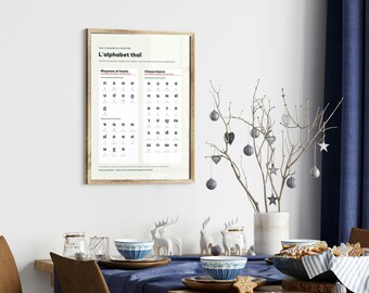 Thai alphabet poster: the 44 consonants by class with their sound and name, a reference guide for learning Thai