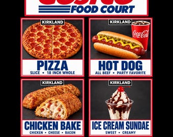 Costco Food Court Party Signs, Fillable PDF, PNG and SVG, 12 Signs and Header, Letter and Tabloid