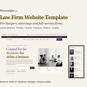 Law Firm Website Template | Next.js React, Lawyer Directory, Practice Areas (Digital Download)
