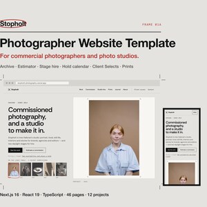Website-Vorlage für Fotografen und Fotostudios | Portfolio, Kundengalerie, Studiovermietung | Next.js React