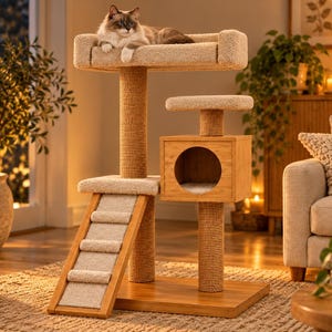 Oak Haven XL cat Tree Plan, Sisal Scratching Posts, Blueprint (PDF Download)