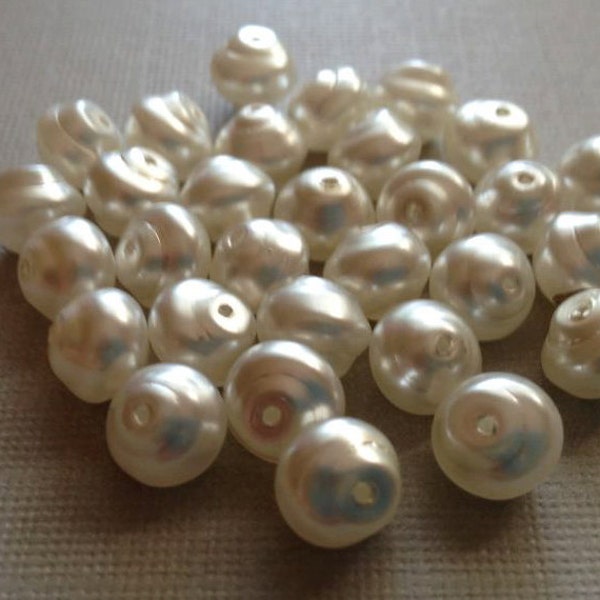 30 White Snail Shell Pearls 7-8mm