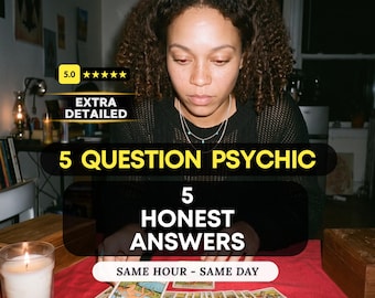 Lectura psíquica de 5 preguntas en la misma hora, información precisa sobre el amor, la carrera y la vida, guía detallada del tarot.