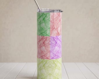 Pastel Marble Stainless Steel Tumbler, 20 oz Travel Mug with Straw
