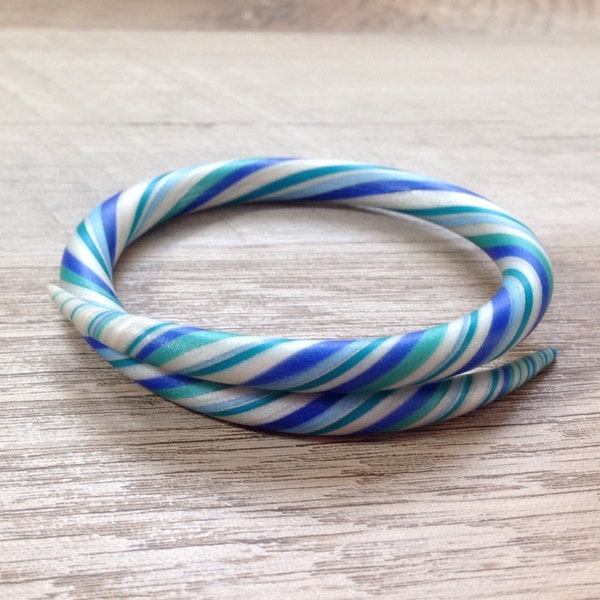 Twisted Blue & Turquoise Bangle Bracelet, Spiral Bracelet, Arm Candy, Size Stretches, Fashion, Bright, Fun, Friendship, Spring