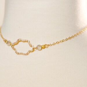 14KT Gold Fill Textured Link and Swarovski crystal Backward Hanging Necklace - 14K Gold Filled chain and clasp