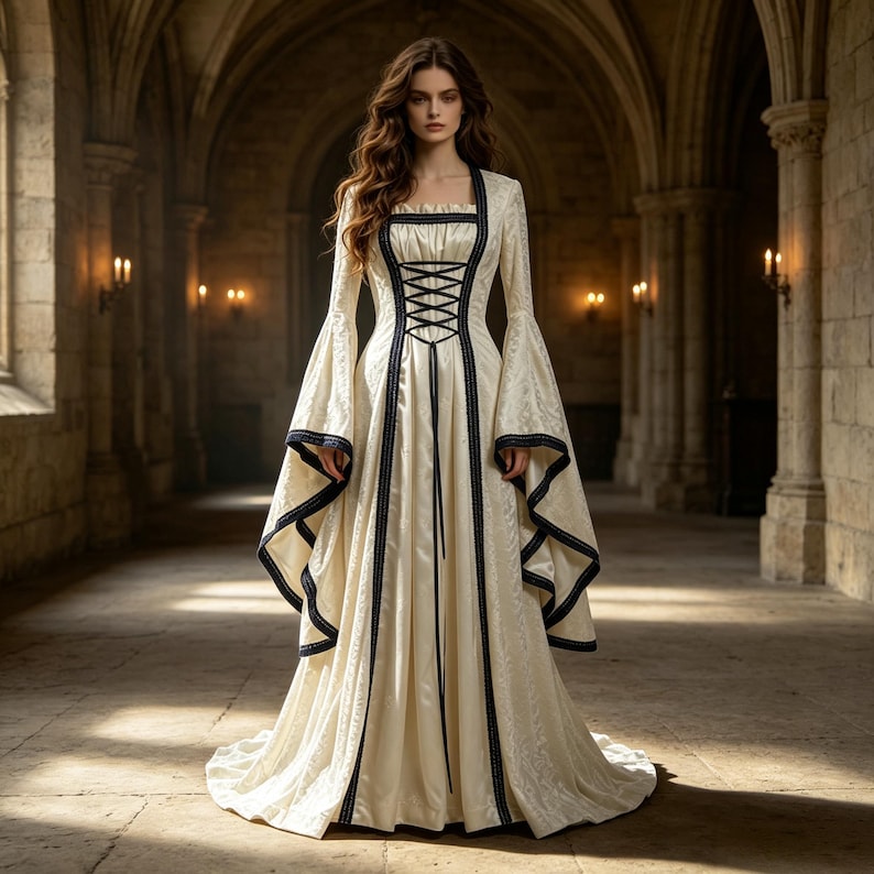 Medieval Velvet Corset Gown, Renaissance Dress, Historical Gown With ...
