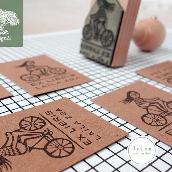 Biker: personalised rubber stamp (3x4 cm)