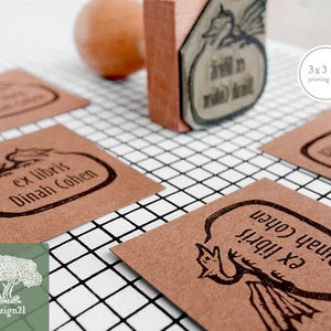 ドラゴン：パーソナライズされたゴム印（3 x 3 cm）