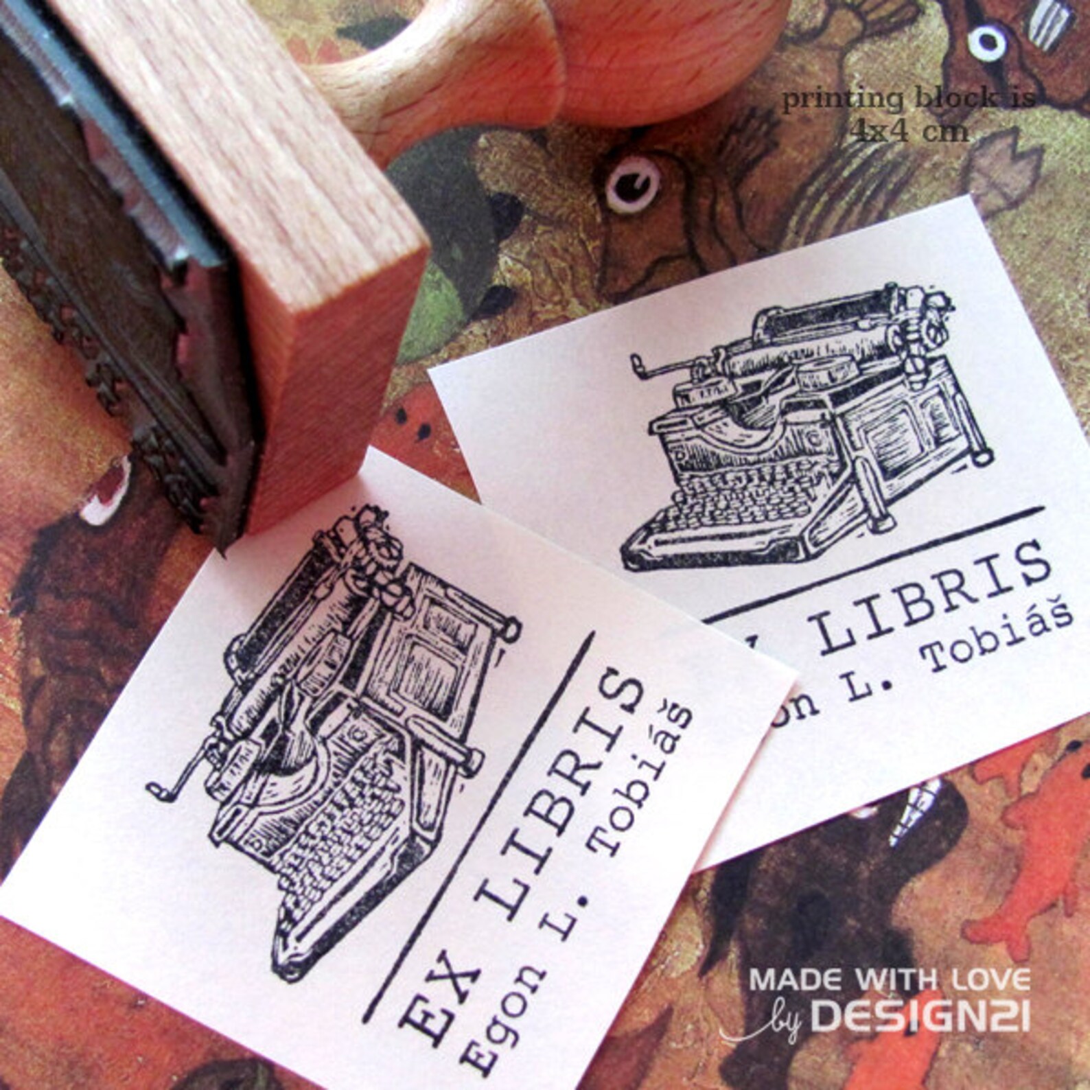 Typewriter Personalised Stamp 4x4 Cm Etsy