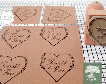 Lavender heart: personalised stamp (4x4 cm)