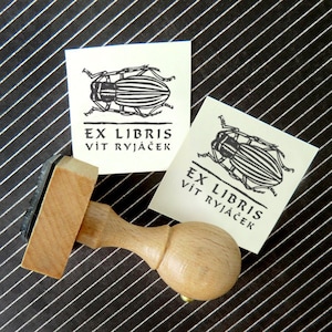 Cérambyx: timbre personnalisé (3x3 cm)