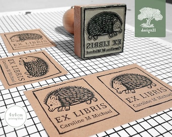 Hedgehog: personalised rubber stamp (4x4 cm)