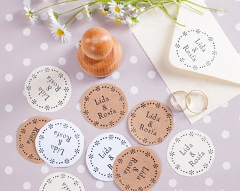 Rounded wedding stamp n.1: personalisierter Stempel (4x4 cm)