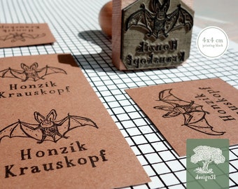 Bat: personalised stamp (4x4 cm)