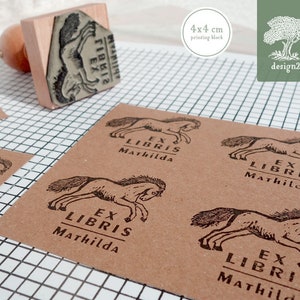 Horse: personalised rubber stamp (4x4 cm)