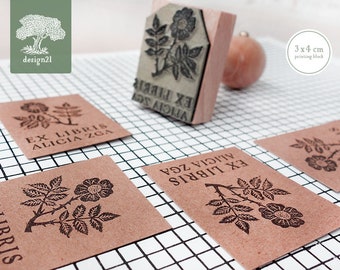 Rose: personalised rubber stamp (3x4 cm)