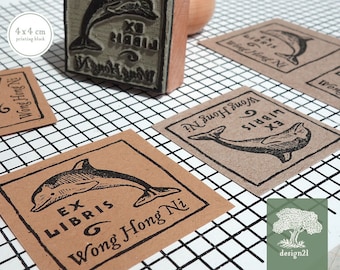 Dolphin: personalisated stamp (4x4 cm)