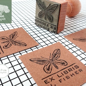 Papillon: timbre personnalisé (3x3 cm)