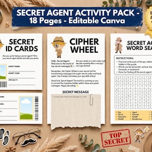 Secret Agent Activity Pack | Spy Puzzles, Code Breaking (Editable Canva)
