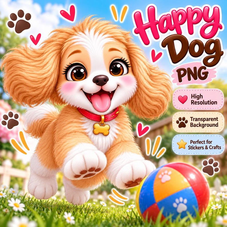 10 Kawaii Puppy PNG Clipart Bundle, Transparent Backgrounds (digital ...