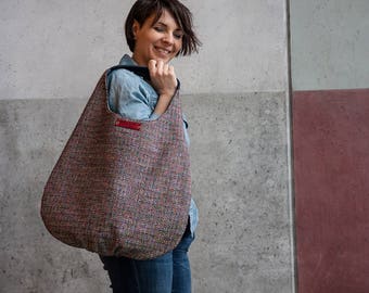 blue hobo bag, xl shoulder bag, red dark blue bag, navy blue hobo bag, long hobo bag, large shoulder bag, tote bag canvas, gift for mom