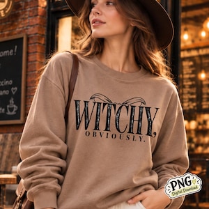 Witchy Obviously PNG, Distressed Halloween Shirt Design, Witchy Bow Design, Feminine Witch Sublimation