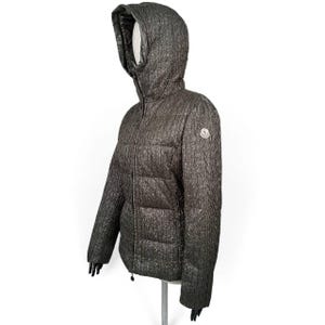 Vintage Moncler Down Puffer Padded Crinkle Jacket Womens Khaki Hooded Size 4