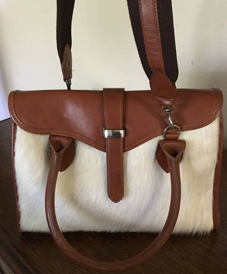 Liza Hennessy Calf Hair Satchel Purse Bag Tote Etsy