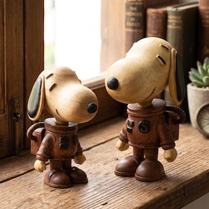Wood carved snoopy - Etsy 日本