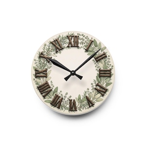 Herb Garden Acrylic Wall Clock | Rustic Kitchen Decor
