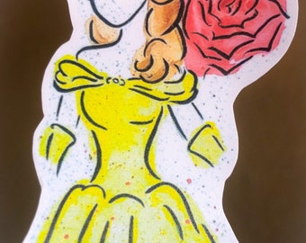 Captivating Belle Inspired Vinyl Watercolor Sticker - 3 Inch