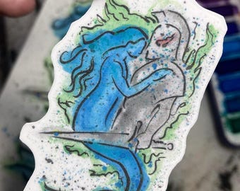 Lured by Love – Siren in Disguise, Odysseus Becoming the Monster – Vinyl Watercolor Waterproof 3-Inch Sticker