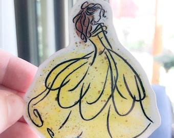 Enchanting Belle Silhouette Vinyl Sticker - 3x3 Inches