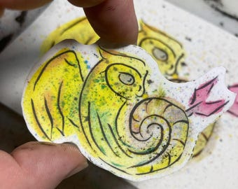 Athena Owl Vinyl Sticker – Watercolor Ram Horn, Waterproof Art