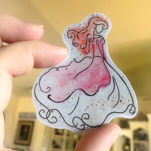 Elegante Ariel Watercolor Vinyl Sticker - 3 Inch