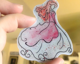 Watercolor Painting Ariel Waterproof Vinyl Sticker