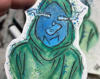 The Prophet – Vinyl Watercolor Waterproof 3-Inch Sticker of a Mysterious Oracle Figure
