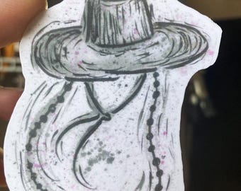 Idol’s Veil – Watercolor Korean Hat Inspired by Saja Boys – Vinyl Waterproof 3-Inch Sticker